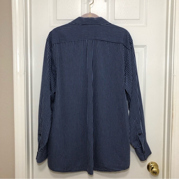 Michael Kors Cotton Blue Stripe Long Sleeve Button Up Dress Shirt 7 1/2 34/35 XL - Picture 7 of 12